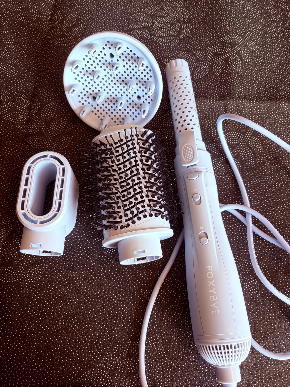 FOXYBAE White 3-in-1 Hair Styler with Brush & Diffuser